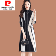 皮爾卡丹（pierre cardin）高級感輕奢時尚毛毛衫連衣裙女春秋新款中長款寬松休閑打底毛衣裙 黑色【9803】 2XL
