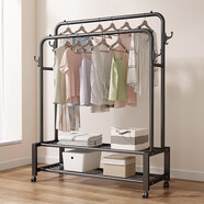 密林衣架落地臥室掛衣架家用掛衣服的架子室內簡(jiǎn)易晾衣桿衣帽架曬被架 110黑雙桿+新掛鉤