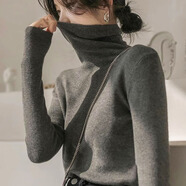妙奕嘉高領(lǐng)毛衣女針織衫灰色打底衫女裝2025秋冬新款女士毛衣內(nèi)搭女上衣 高領(lǐng)軟糯百搭針織衫【深灰色】 均碼 （建議80-130斤）