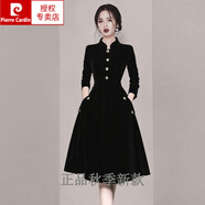 皮爾卡丹（pierre cardin）赫本風(fēng)名媛時(shí)髦別致大擺裙子2025春秋新款女裝金絲絨連衣裙女洋氣 2250#黑色 連衣裙 M 【95-105斤】