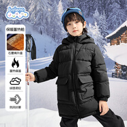 班尼路兒童棉服冬季2025新款大童中長(cháng)款保暖加厚連帽外套男女童冬裝棉襖