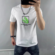 V-MENVMEN威曼2024夏季新款輕奢印花短袖t恤男圓領(lǐng)時(shí)尚半袖衫T5818 白色5818 165/S