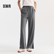 Semir森馬【褲福袋】褲女肌理個(gè)性慵懶風(fēng)女褲夏季顯瘦褲子 F款【開叉垂感】-褐灰 L