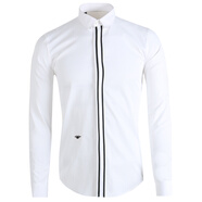 歐若梵伯格英倫經(jīng)典色彩刺繡小蜜蜂長(cháng)袖襯衫男士純色時(shí)尚修身商務(wù)上衣潮 白色5 L/39(170-175cm 120-130斤)