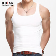 續(xù)點(diǎn)方領(lǐng)背心男夏無(wú)袖t恤男坎肩健身緊身韓版修身運(yùn)動(dòng)彈力棉男士背心 白色 L 碼108-126斤左右修身版型