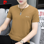皮爾卡丹（pierre cardin）莫代爾冰絲t恤短袖男簡(jiǎn)約衣服百搭夏季圓領(lǐng)夏裝休閑冰感半袖潮流 8817-223卡其色 XL【120-140斤】