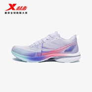 特步100 2.0中考體測專(zhuān)用鞋場(chǎng)地競速飛凌2代提分神器男女跑步鞋透氣 新白色/長(cháng)春花籃紫 40