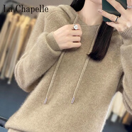 拉夏貝爾（La Chapelle）撤柜秋冬連帽衛衣女羊 絨衫針織衫帽衫寬松打底羊 毛衫大碼毛衣 純100自動(dòng)發(fā)熱原絨駝 純100自動(dòng)發(fā)熱L