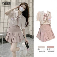瑪嬌媚（Majiaomei）學(xué)院風(fēng)連衣裙女裝2025年夏季新款甜辣妹襯衣百褶裙子jk制服套裝女 襯衣+領(lǐng)結+裙子 M
