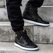 耐克（NIKE）AIR JORDAN 1男女鞋情侶款AJ1高幫籃球鞋 555088-575441-031黑金 38