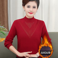 春海棠依人半高領毛衣女純色加絨加厚打底衫彈力冬裝上衣女裝羊毛衫婦女保暖針織衫 HN8067棗紅加絨 XL/115【建議110-130斤】超彈