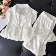 SONDR2025新款高級感春秋款睡衣女夏季長(cháng)袖薄款女士家居服兩件套裝 套裝長(cháng)款【白格子】 L  推薦90-105斤