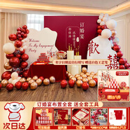 萊邦宸 訂婚全套布置 2025新款訂婚場景布置全套背景板布置套裝氣球裝飾 次日達(dá)/緣定三生+桌面擺件