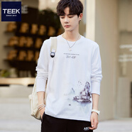 TEEK長袖t恤男上衣服青少年新款秋冬季男裝秋衣 潮流休閑春秋款體恤衫 HE631白色 XL