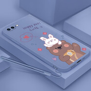 倍思力 適用蘋(píng)果8plus手機(jī)殼 iPhone7plus新款潮流網(wǎng)紅保護(hù)套全包鏡頭防摔軟外殼 薰衣草灰-熊和兔子+手繩 蘋(píng)果8plus/7plus 5.5通用