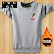 純棉冬季新款男士保暖衛衣加絨加厚韓版修身青少年長(cháng)袖T恤打底衫 【保暖】彩色小羽毛淺灰色 M建議80--100斤