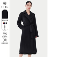 GOBI戈壁冬季收腰氣質(zhì)高級(jí)感韓系中長(zhǎng)款黑色大衣女士呢子外套WC05 黑色81 XXS