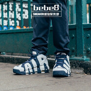 耐克（NIKE）bebe8耐克Nike Air More Uptempo 皮蓬大AIR 休閑籃球鞋 白藍男女415082/414962-104 40
