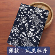 織繡情藍(lán)印花布烏鎮(zhèn)仿蠟染棉布碎花裝飾手工餐廳中國(guó)民族風(fēng)青花瓷桌布料 薄款-鳳凰牡丹(半米價(jià))