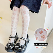 銀初女童連褲襪絲襪蕾絲打底褲夏季薄洛麗塔兒童寶寶公主防蚊網(wǎng)襪 白色大愛(ài)心 小碼建議身高80-100cm