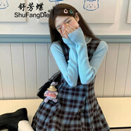 舒芳蝶（shufangdie）韓系學(xué)院風(fēng)早春穿搭套裝2025新款小個子A字連衣裙chic甜辣兩件套 毛衣+背心裙 S