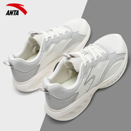 安踏（ANTA）女鞋網(wǎng)面透氣休閑鞋2025新款軟底增高跑步鞋學(xué)生百搭運(yùn)動(dòng)鞋 5525-1象牙白/芯片灰 36.5