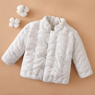 棉谷朵寶寶純棉花手工棉襖男女寶寶居家服冬季加厚保暖幼兒小孩童裝棉衣 灰色條紋 120cm