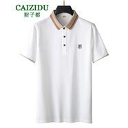 財子都（CAIZIDU）夏新款加肥加大碼中年男士寬松體恤衫胖子爸爸大號翻領(lǐng)短袖T恤衫 白色 XL