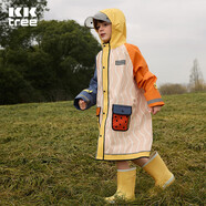 kocotreekk樹兒童雨衣帶書包位防水加厚沖鋒衣全身雨披男女童防風(fēng)時(shí)尚雨衣