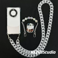 亞瀾KZL韓國炫彩鏈條小眾高級感磨砂掛繩斜挎適用華為mate60Pro手機殼透明冰可樂(lè )支架背帶斜跨小米14新 手機殼+長(cháng)短鏈套裝 華為Mate60Pro+
