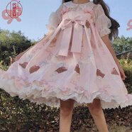閃動少女（SHANDONGSHAONV）洛麗塔咕咕甜品Lolita奶上款jsk吊帶連衣裙 淺粉色 大碼