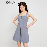 ONLY時(shí)尚百搭短款A(yù)字吊帶雪紡連衣裙女|123207028 H31尤琪藍(lán)白格 M 165/84A