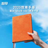 趁早2025薄本效率手冊(cè)軟抄本兩日一頁(yè)A5日計(jì)劃本日程本256頁(yè)高顏值辦公記事本筆記本子手賬-多巴胺橙