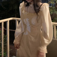 宮柒尓少女生成人禮生日小禮服裙成年公主裙精致蕾絲內(nèi)搭裙2020秋冬氣質(zhì) 奶杏 S