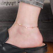 范哲尼 蝴蝶結流蘇單鉆腳鏈女鈦鋼鍍玫瑰金刻字禮物七夕情人節送女友 愛(ài)心單鉆腳鏈 免費刻字