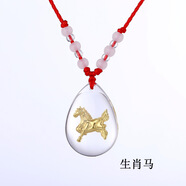 菱夢(mèng) 十二生肖項(xiàng)鏈吊墜帶夜光 民族風(fēng)男女通用鍍金箔兒童女屬相項(xiàng)鏈飾品 生肖馬紅繩項(xiàng)鏈