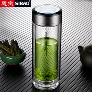 思寶玻璃杯墨晶男女士雙層高硼硅泡茶水杯商務(wù)辦公茶杯車載便攜杯子 3號(hào)(460ml)（不能車載）