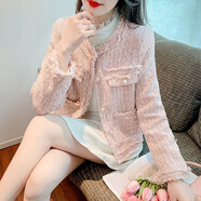 早秋女裝新款小香風(fēng)粉色重工小香風(fēng)外套女春秋短款名媛風(fēng)粗花呢法式粉色高端上衣盛昭達(dá) 粉色（2023） L 建議110-120斤