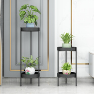 滾牛裝飾花架客廳歐式鐵藝綠蘿吊蘭陽(yáng)臺花架子室內落地花盆架多肉置物 J1185黑色大號25*高80