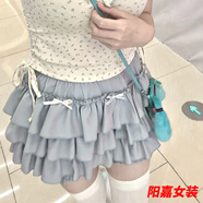 歌芬琳甜美小清新碎花愛(ài)心短袖t恤上衣女藍色蝴蝶結蛋糕半身裙兩件套裝 藍色-裙子-小個(gè)子半身裙 S -小個(gè)子半身裙
