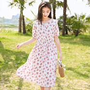 方糖姑娘少女碎花連衣裙中長(cháng)款洋氣時(shí)尚初高中學(xué)生裙子2025夏季新款a字裙 2206-2DYR花色 M