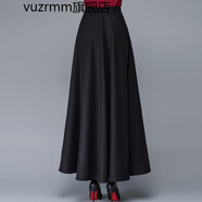 vuzrmm輕奢秋冬新款咖色暗花毛呢半身裙女高腰a字裙加厚垂感大擺長(zhǎng)裙 黑色 L腰圍2.2-2.3尺長(zhǎng)度90厘米