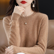 紫昕月軟糯休閑花邊圓領(lǐng)內(nèi)搭衣女新款洋派2025年秋冬毛衣長袖針織衫寬松 金砂駝 2XL
