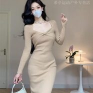 創(chuàng)京懿選連衣裙冬季配大衣針織毛衣連衣裙女秋冬穿搭內(nèi)搭打底配大衣緊身修 卡其色【內(nèi)搭/打底/冬季/大衣/風(fēng) S