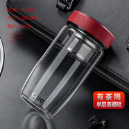 希樂(lè)希樂(lè)雙層玻璃杯男士水杯大容量茶水分離杯子車(chē)載家用喝水泡茶杯 單層紅色 450ml