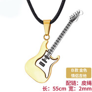 芊芽吉他撥片項鏈男嘻哈吊墜搖滾學(xué)生韓版個(gè)性?huà)靿嬊槿斯澦湍杏讯Y物 嘻哈吉他項鏈皮繩款-金色