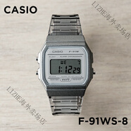卡西歐（CASIO）手表 F-91WM-3A 綠框日歷鬧鐘秒表復(fù)古電子小方表 f-91ws-8 果凍灰色 表盤外徑35.2MM