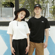 北面（The North Face）短袖T恤男女情侶款小熊寬松休閑透氣半袖 米白色 L /175