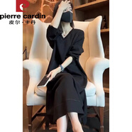 皮爾卡丹高端歐貨奢華連衣裙女2025春秋新款氣質(zhì)遮肚顯瘦洋氣休閑裙子 黑色【時(shí)尚/休閑/百搭/氣質(zhì)/洋氣 2XL 【推薦135-145斤】