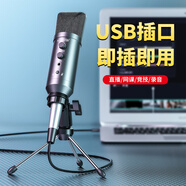 KO-STAR 麥克風(fēng)電腦USB話筒有線臺式機筆記本專用桌面會議網(wǎng)課學(xué)習(xí)游戲語音主播直播聲卡設(shè)備錄課 黑色【內(nèi)置專業(yè)聲卡】
